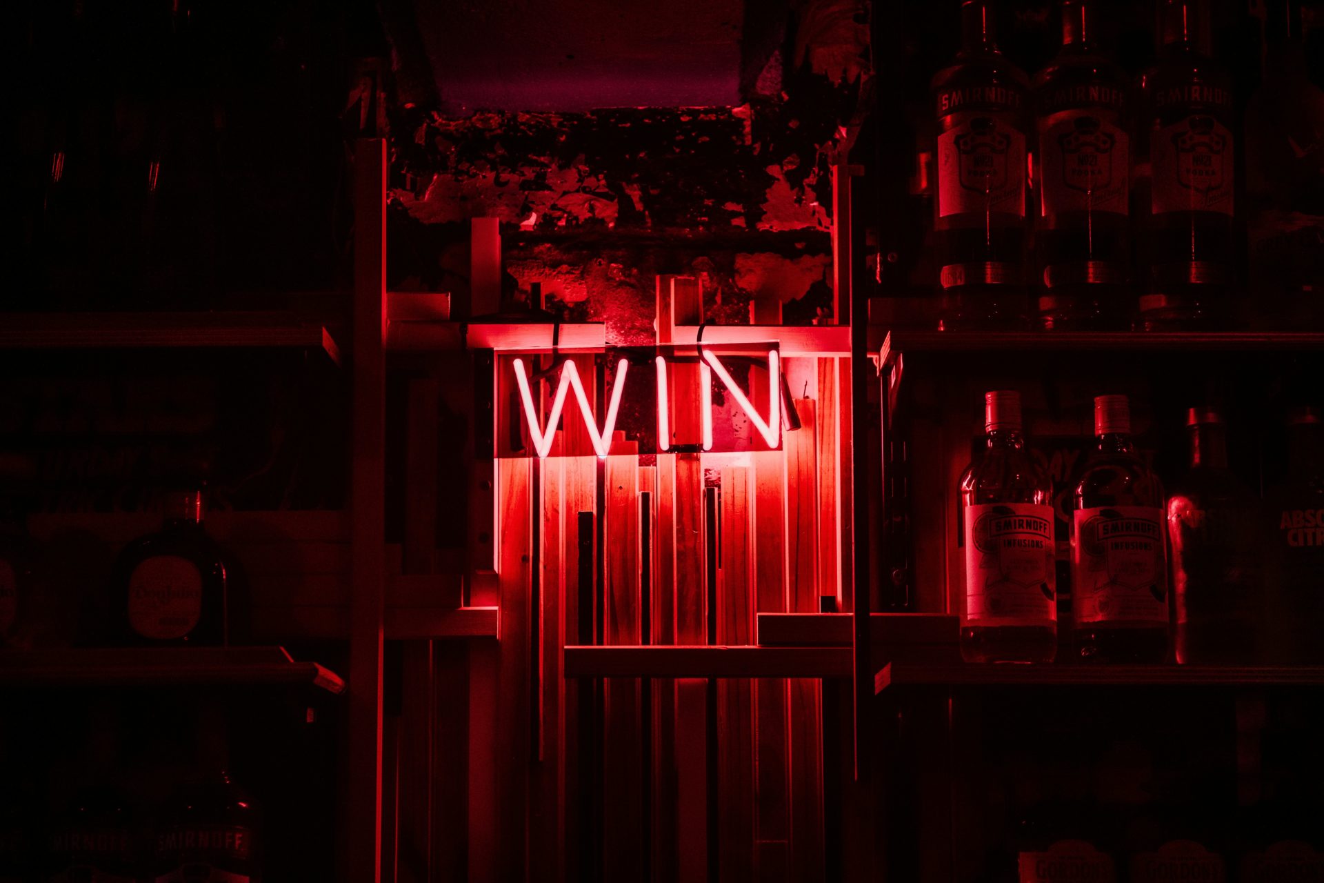 Neon sign that says "WIN"